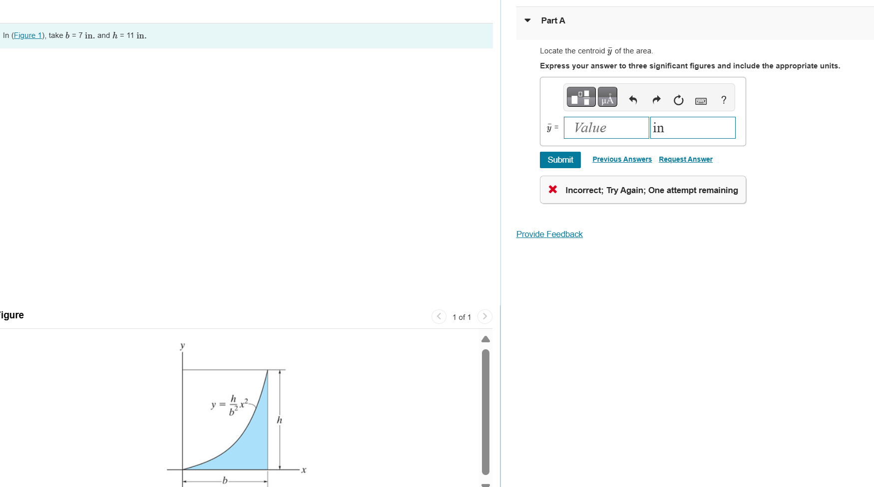 In ( Figure 1 ) , take b = 7 in . and h = 1 1 i n
