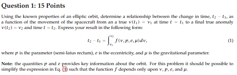 Question 1 : 1 5 Points Using the known