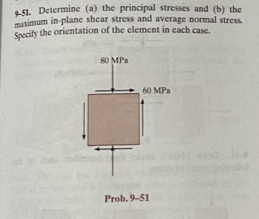 9 - 5 1 . Determine ( a ) the principal stresses