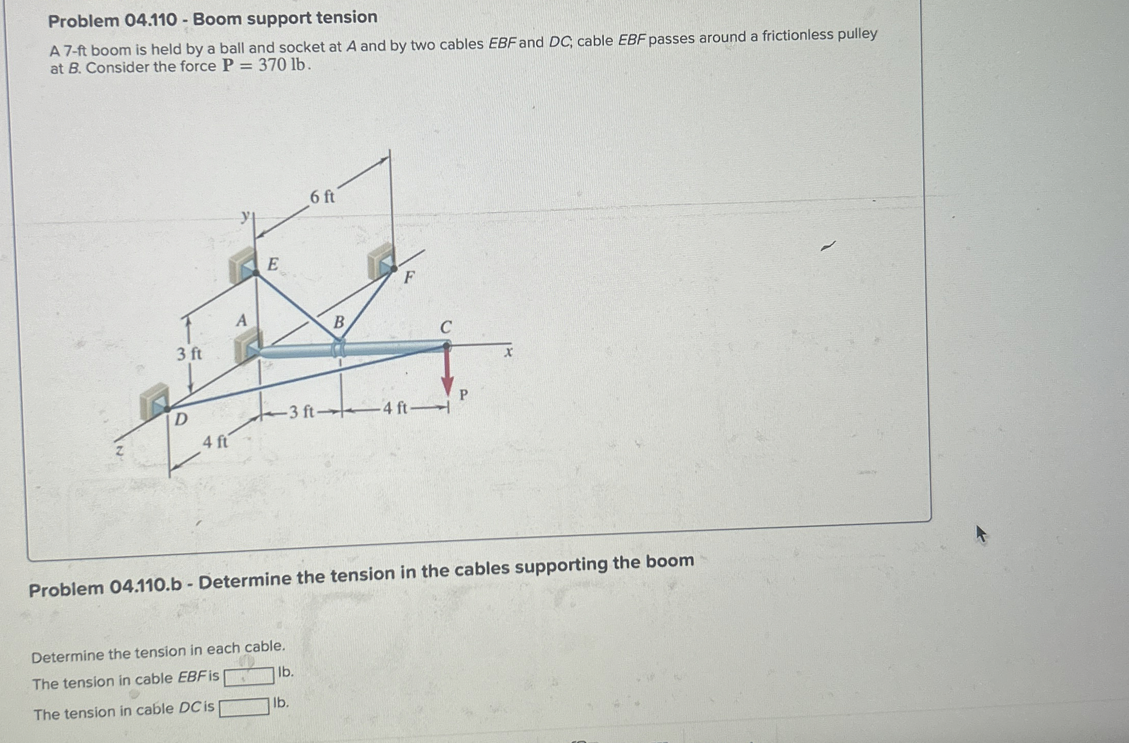 Problem 0 4 . 1 1 0 - Boom support tension A 7 -