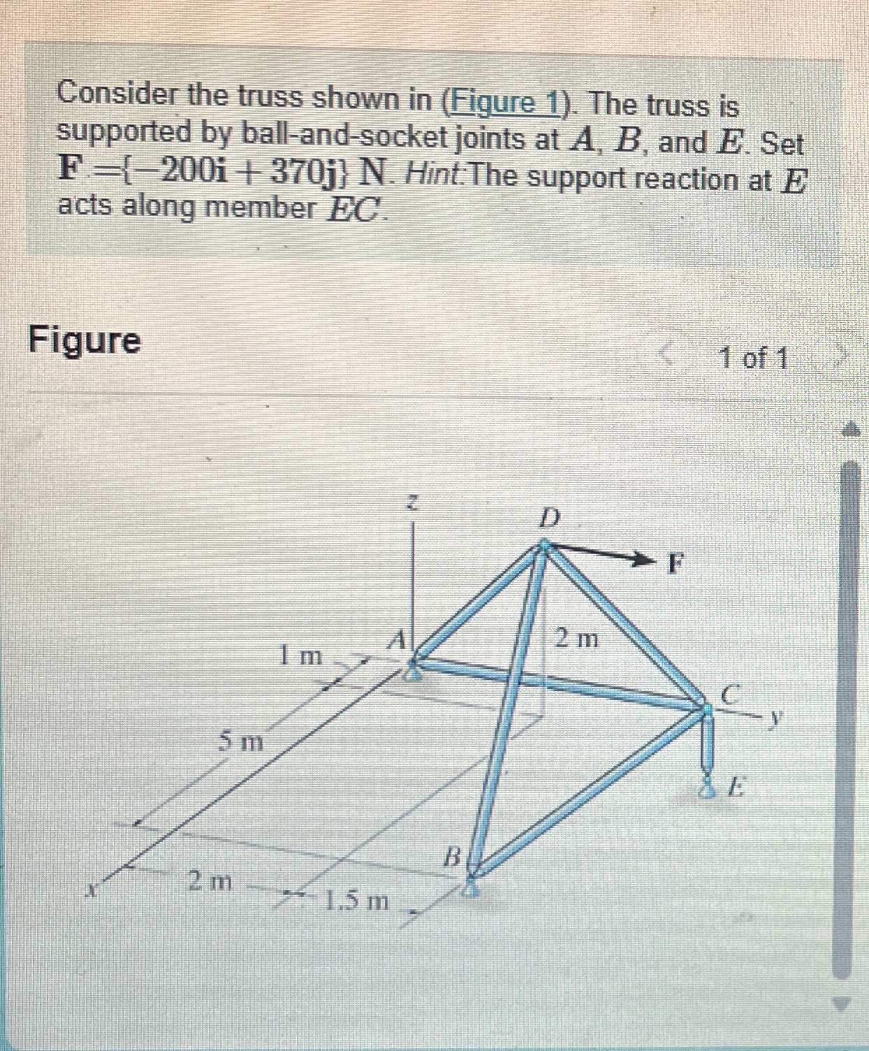 Part A Determine the force in the member A D of