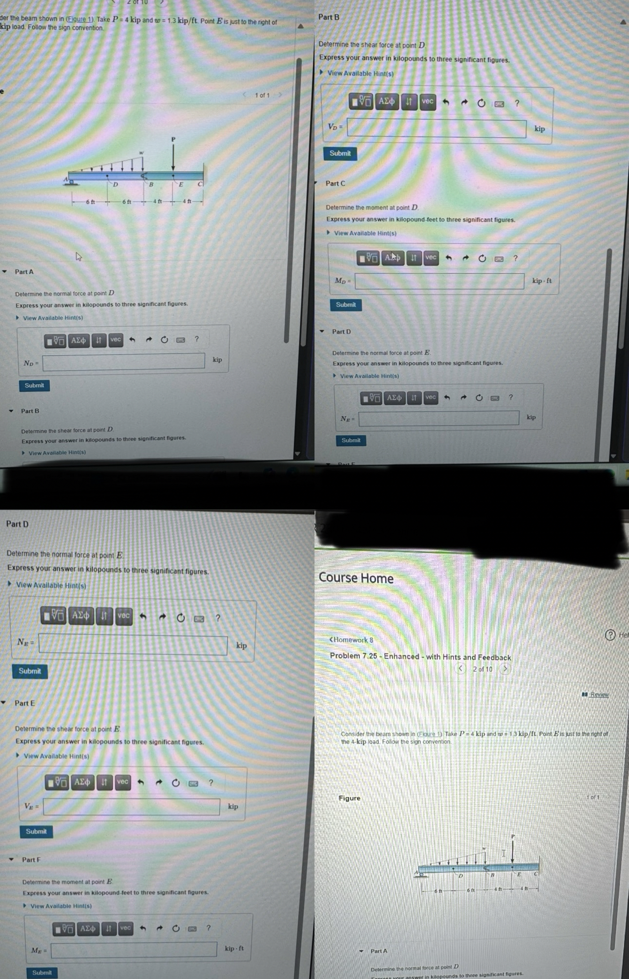 der the beam shown in ( Figure 1 ) . Take P = 4