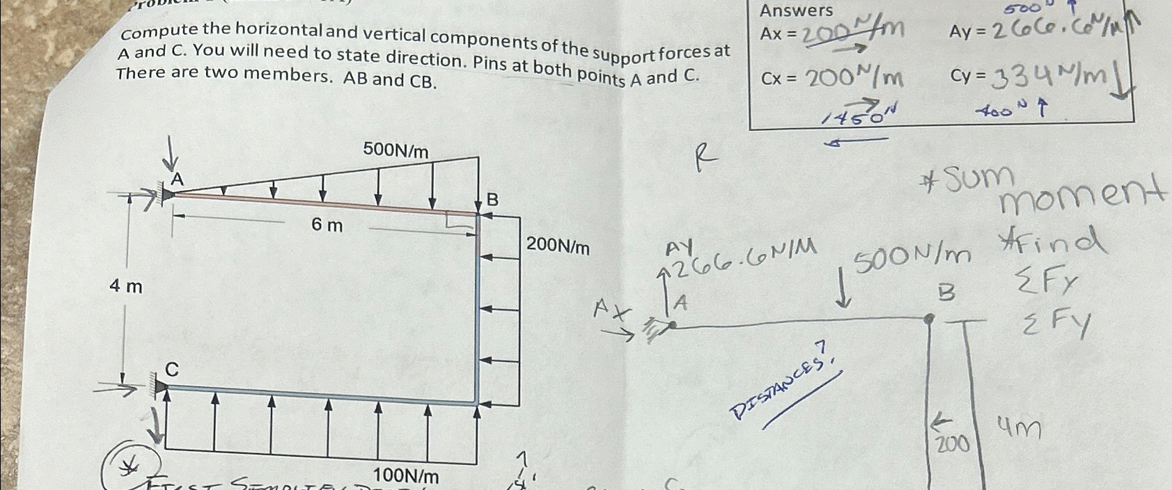 Compute the horizontal and vertical components of
