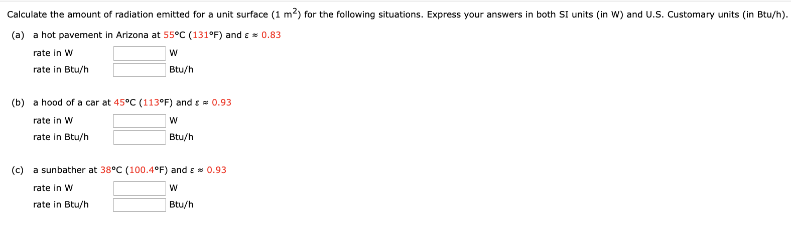 Calculate the amount of radiation emitted for a