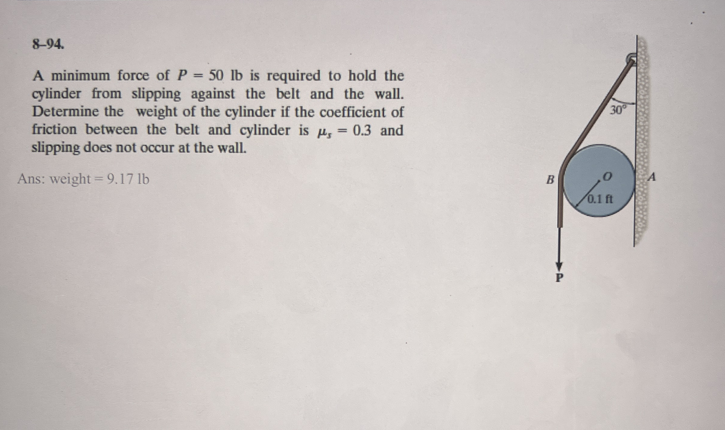 8 - 9 4 . A minimum force of P = 5 0 l b is