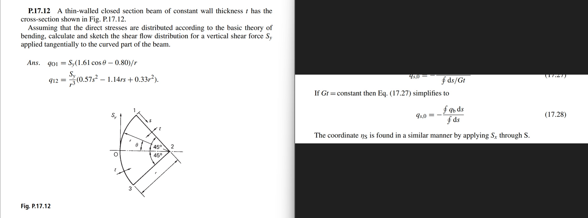 P . 1 7 . 1 2 A thin - walled closed section beam