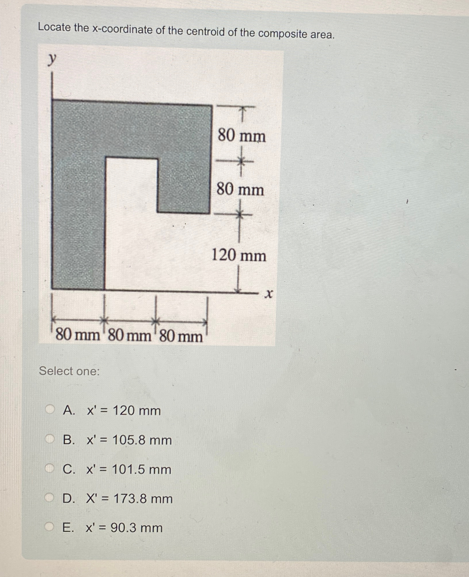 Locate the x - coordinate of the centroid of the