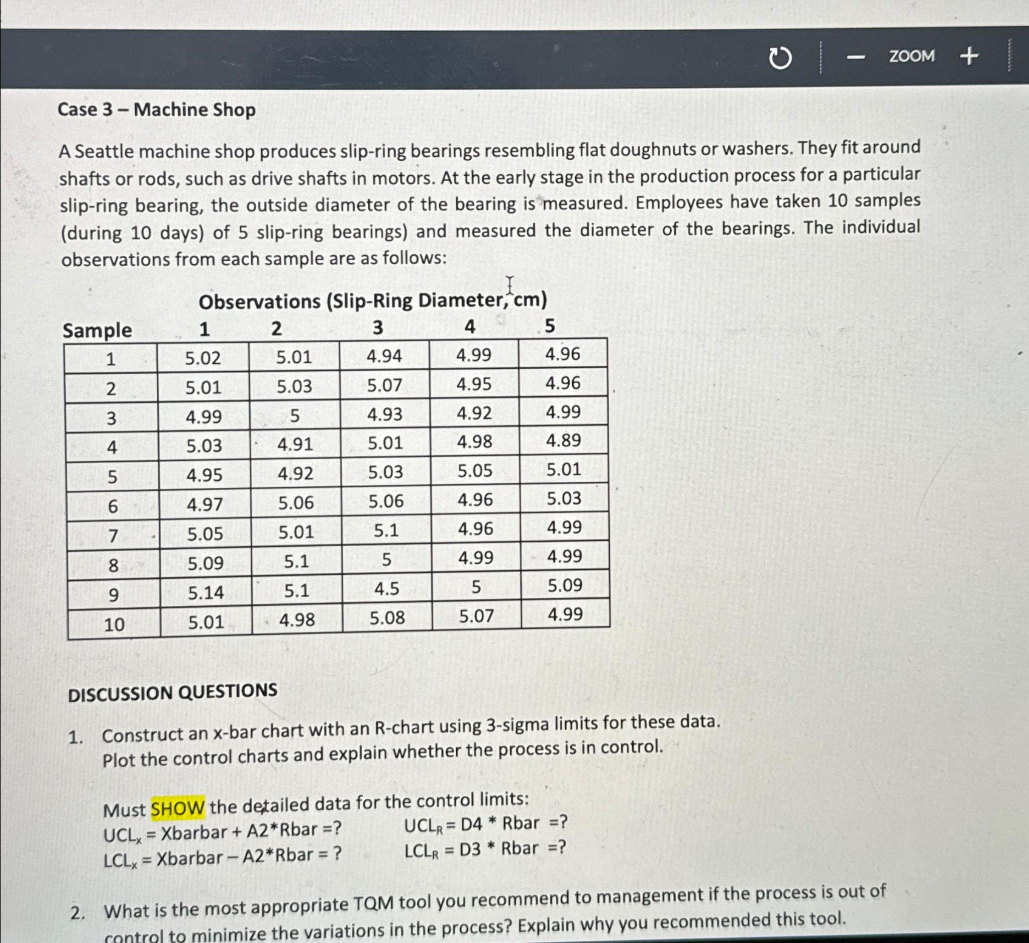 Case 3 - Machine Shop A Seattle machine shop