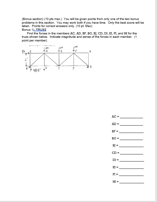 ( Bonus section ) ( 1 0 pts max. ) You will be