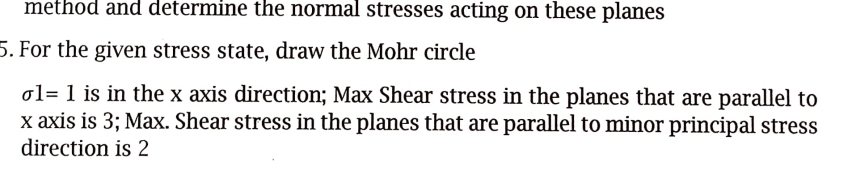 For the given stress state, draw the Mohr circle
