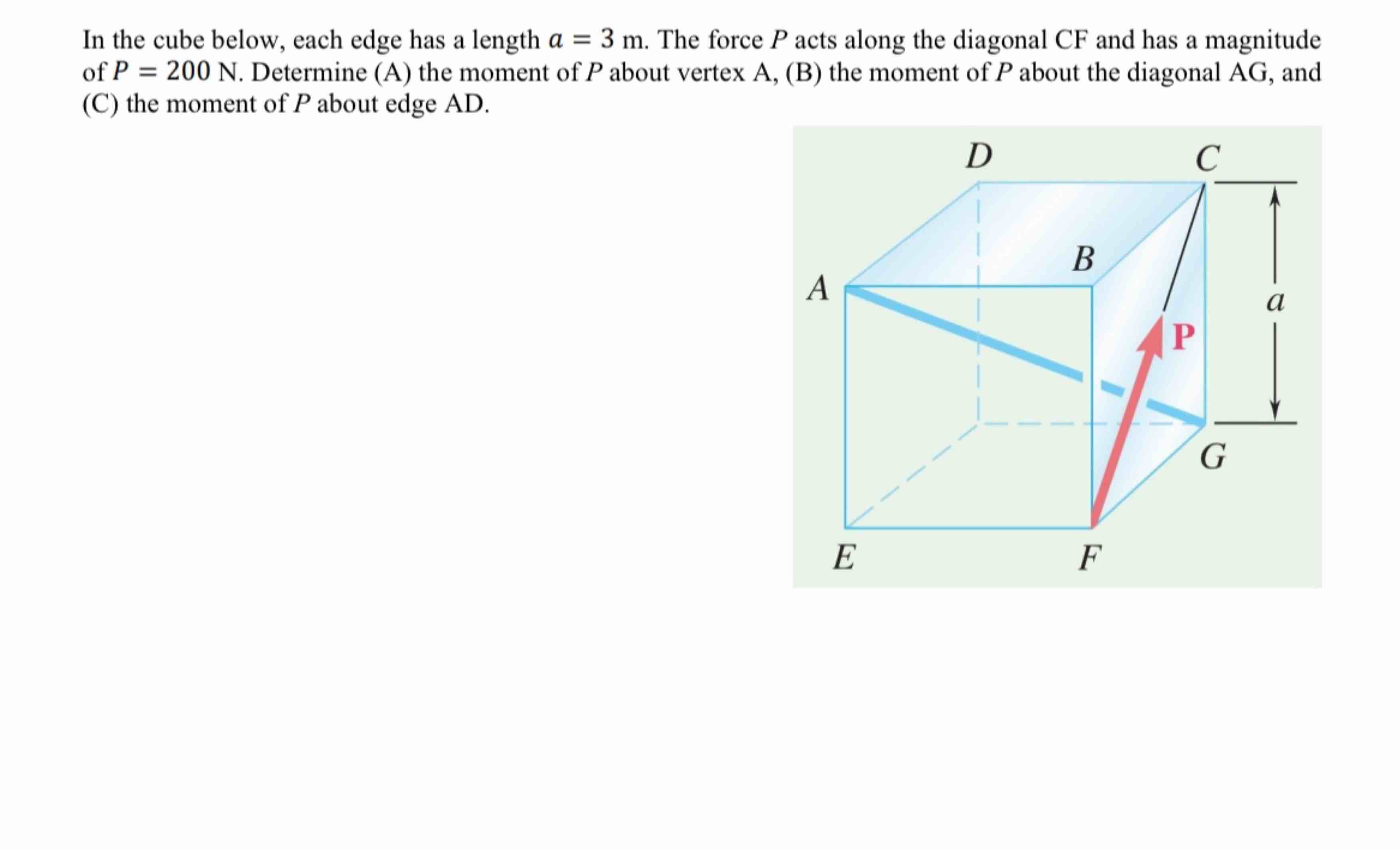 In the cube below, each edge has a length \ ( a =