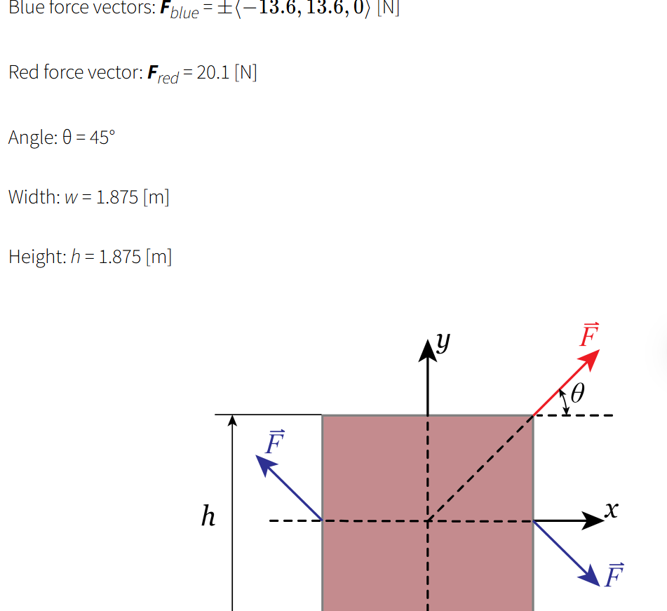 Blue torce vectors: F b l u e = + - ( : - 1 3 . 6
