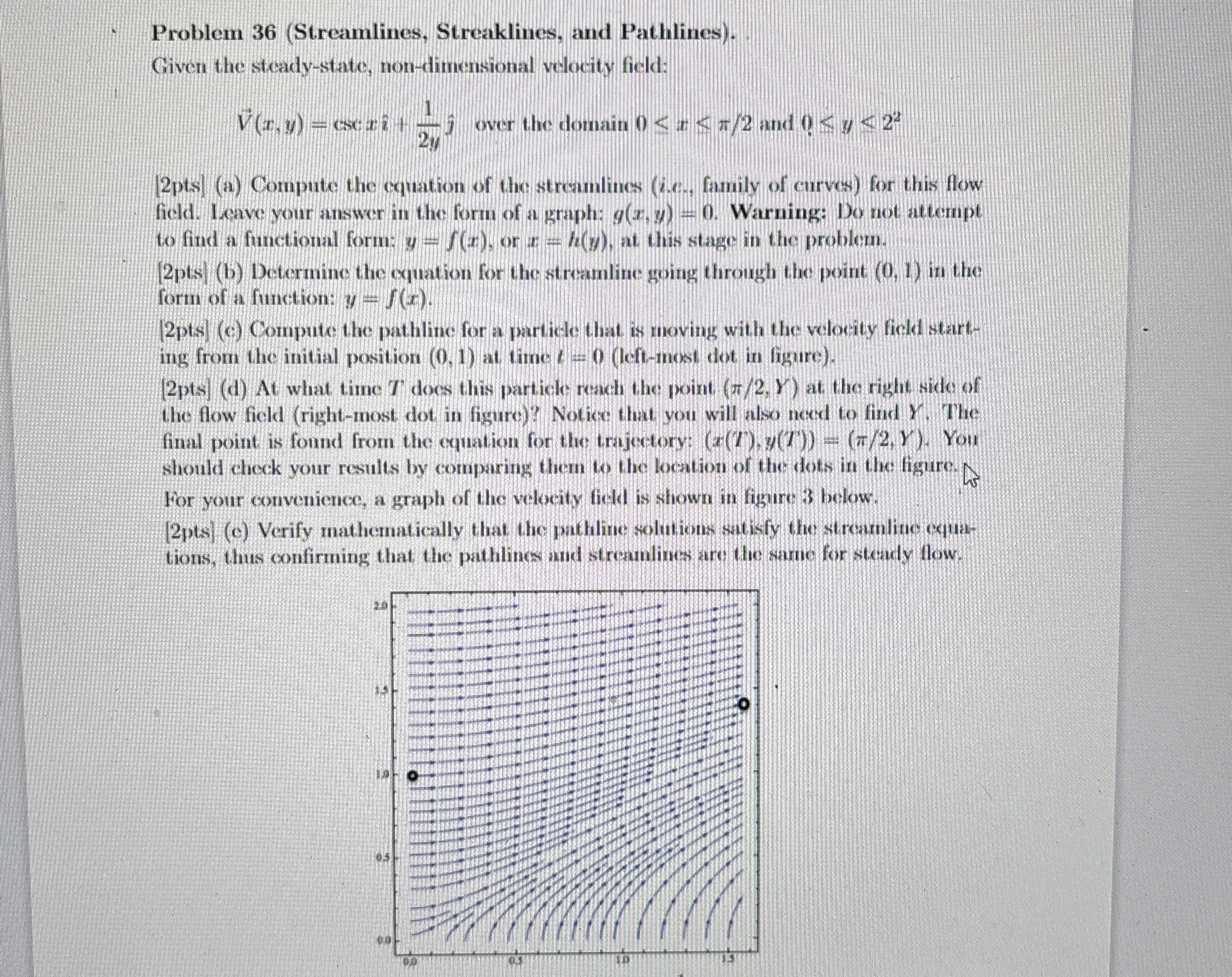Problem 3 6 ( Streamlines , Streaklines, and