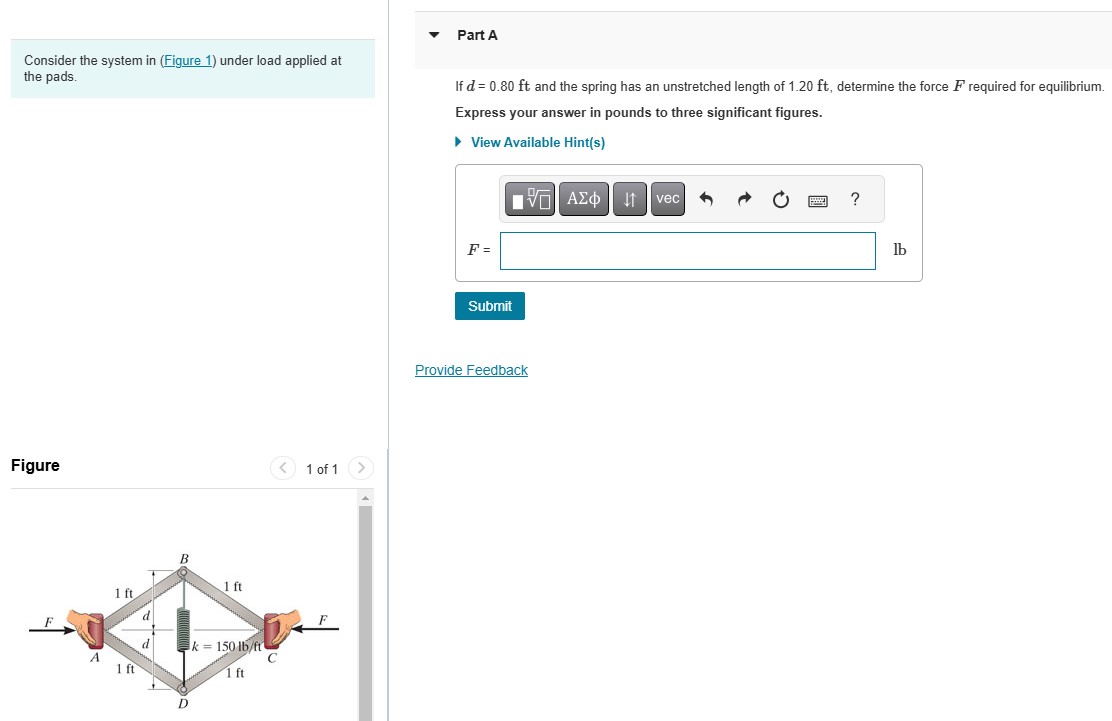 If d = 0 . 8 0 ft and the spring has an