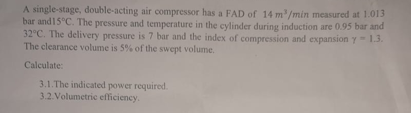 A single - stage, double - acting air compressor