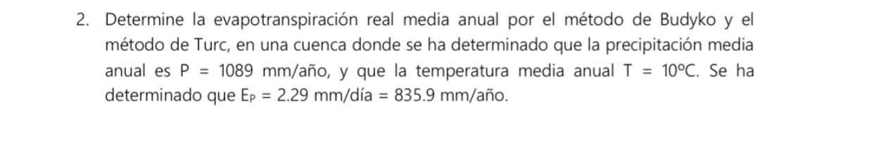 Determine la evapotranspiraci n real media anual