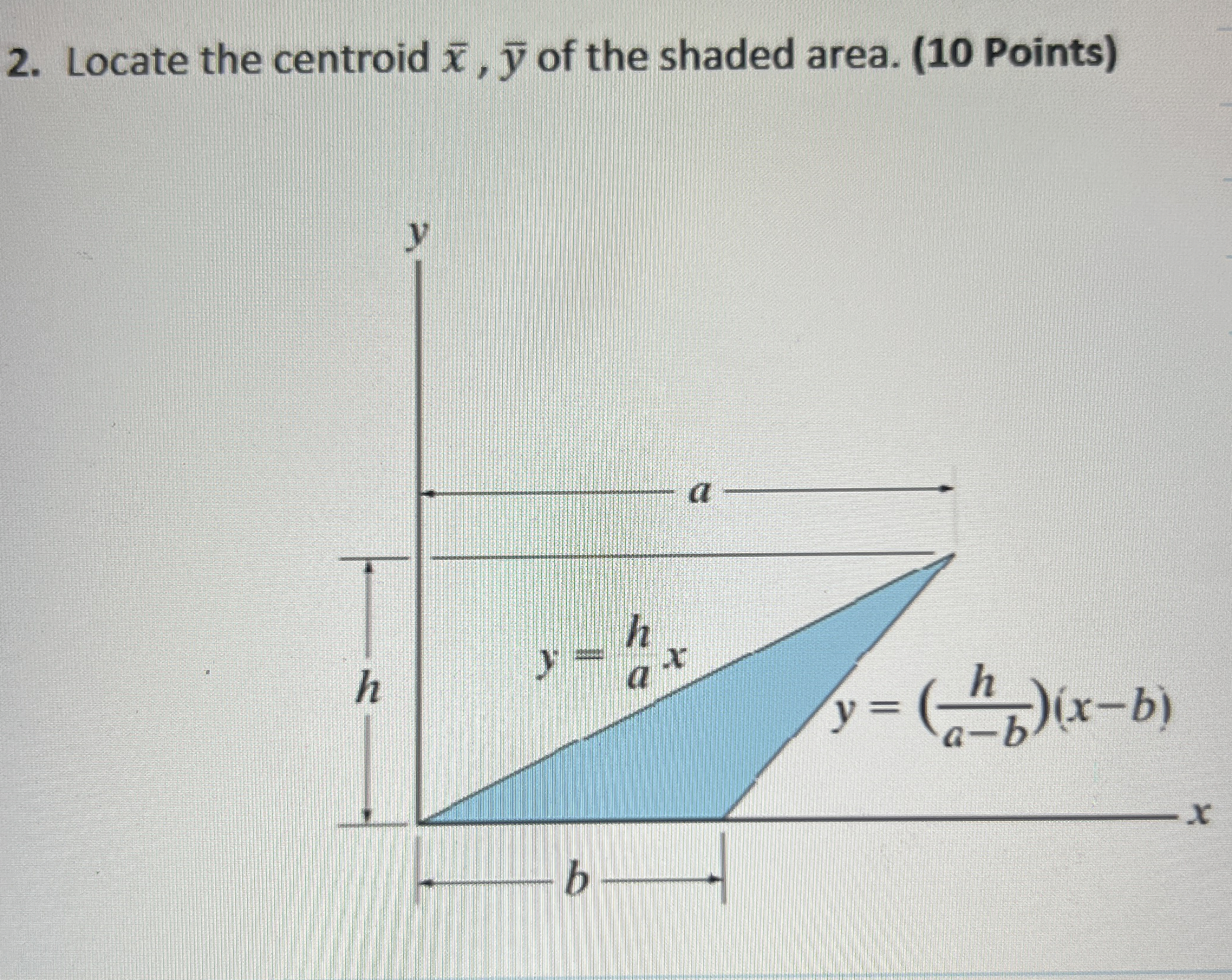 Locate the centroid x , b a r ( y ) of the shaded