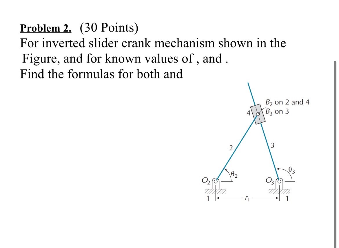 Problem 2 . ( 3 0 Points ) For inverted slider