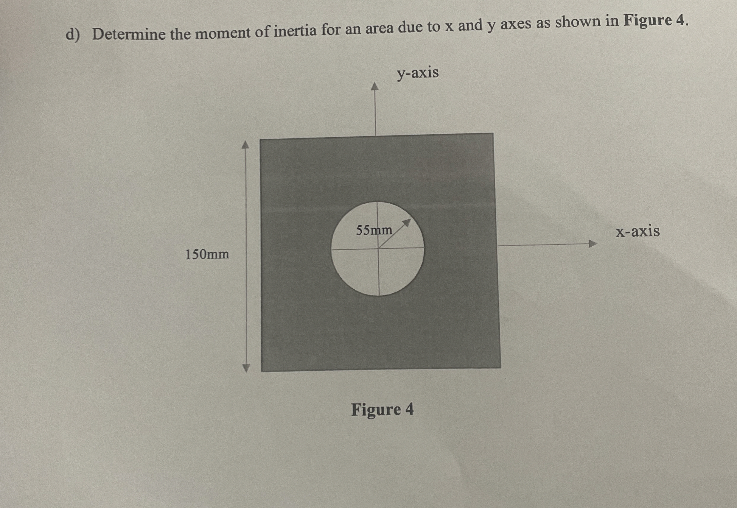 d ) Determine the moment of inertia for an area