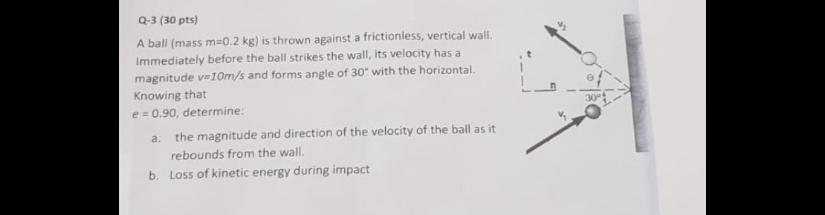 Q - 3 ( 3 0 pts ) A ball ( mass m = 0 . 2 k g )