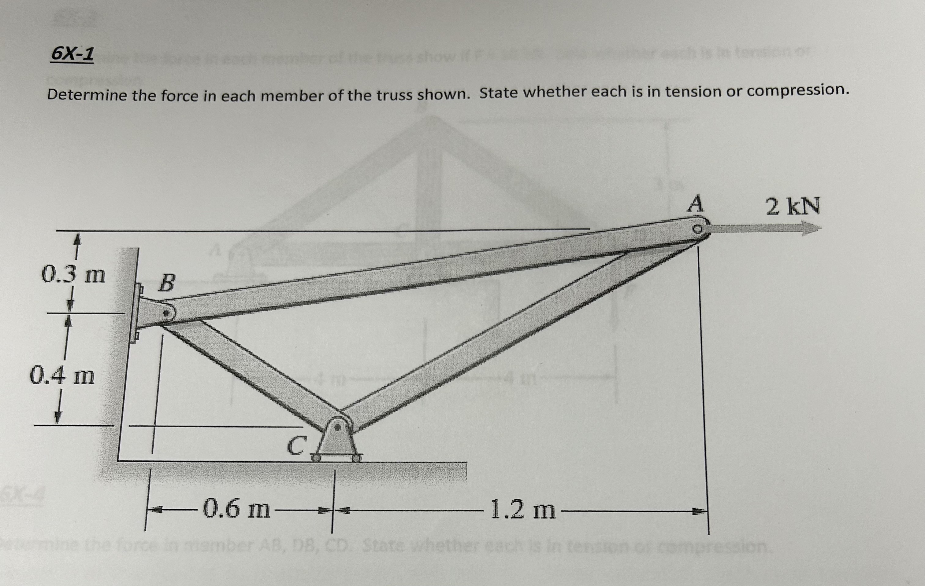 \ [ 6 x - 1 \ ] Determine the force in each
