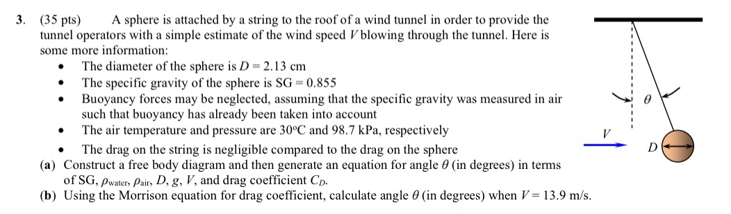 ( 3 5 pts ) A sphere is attached by a string to