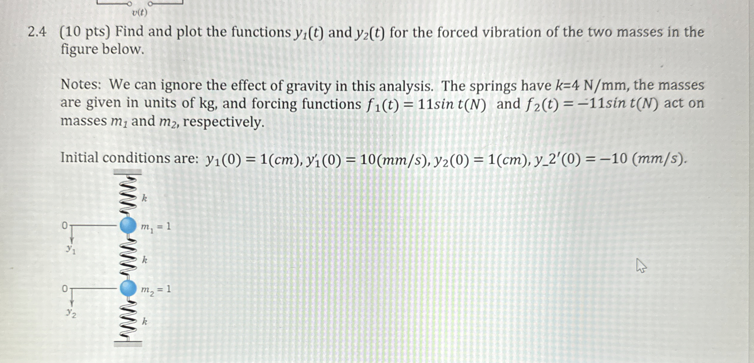 2 . 4 ( 1 0 pts ) Find and plot the functions y 1