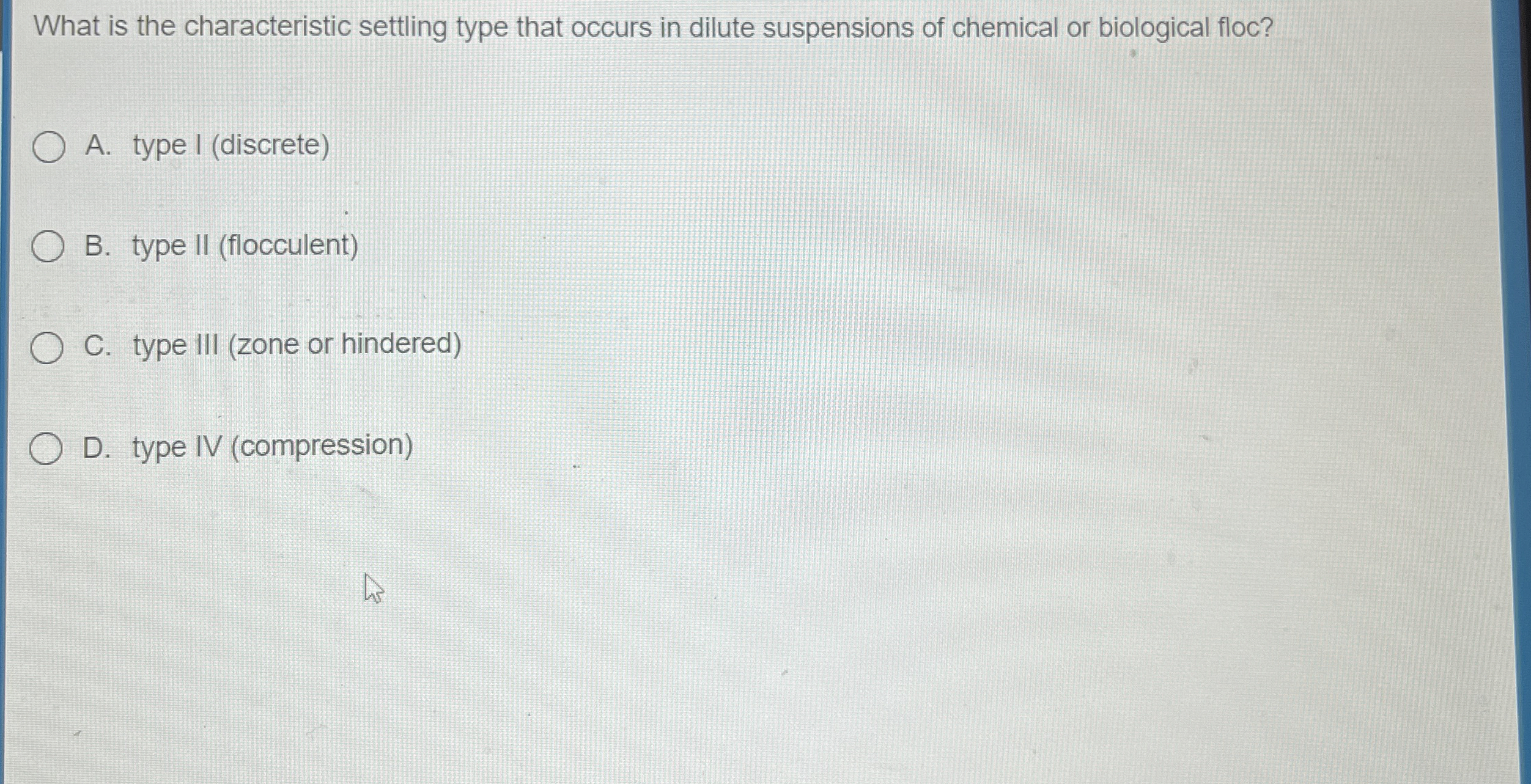 What is the characteristic settling type that