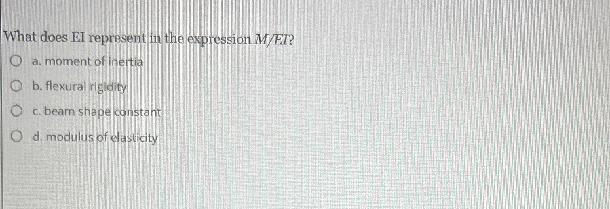 What does EI represent in the expression M E I ?