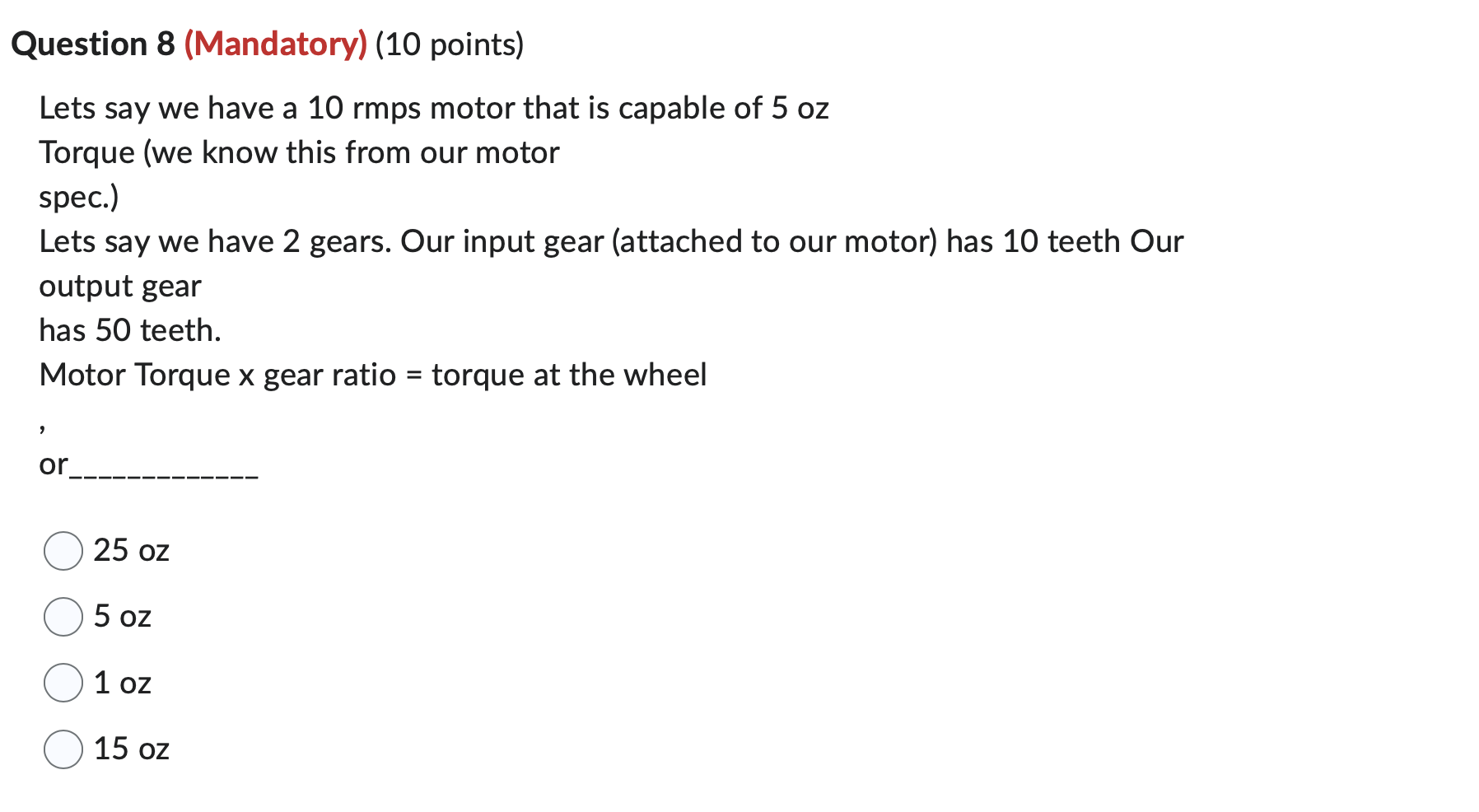 Question 8 ( Mandatory ) ( 1 0 points ) Lets say