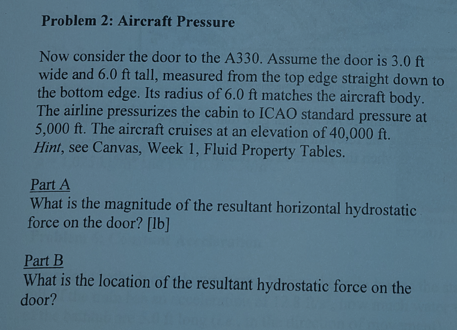Problem 2 : Aircraft Pressure Now consider the