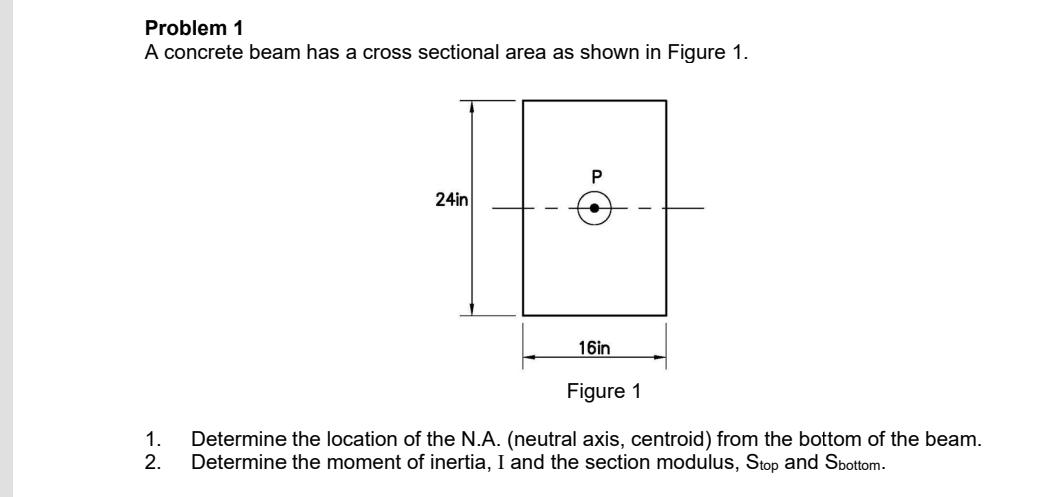 Problem 1 A concrete beam has a cross sectional