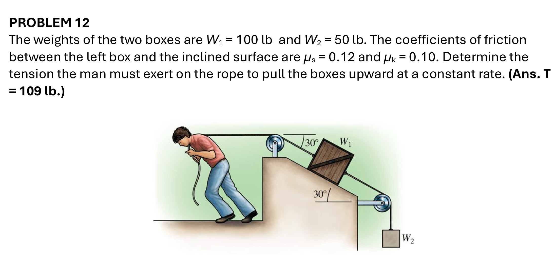 PROBLEM 1 2 The weights of the two boxes are W 1