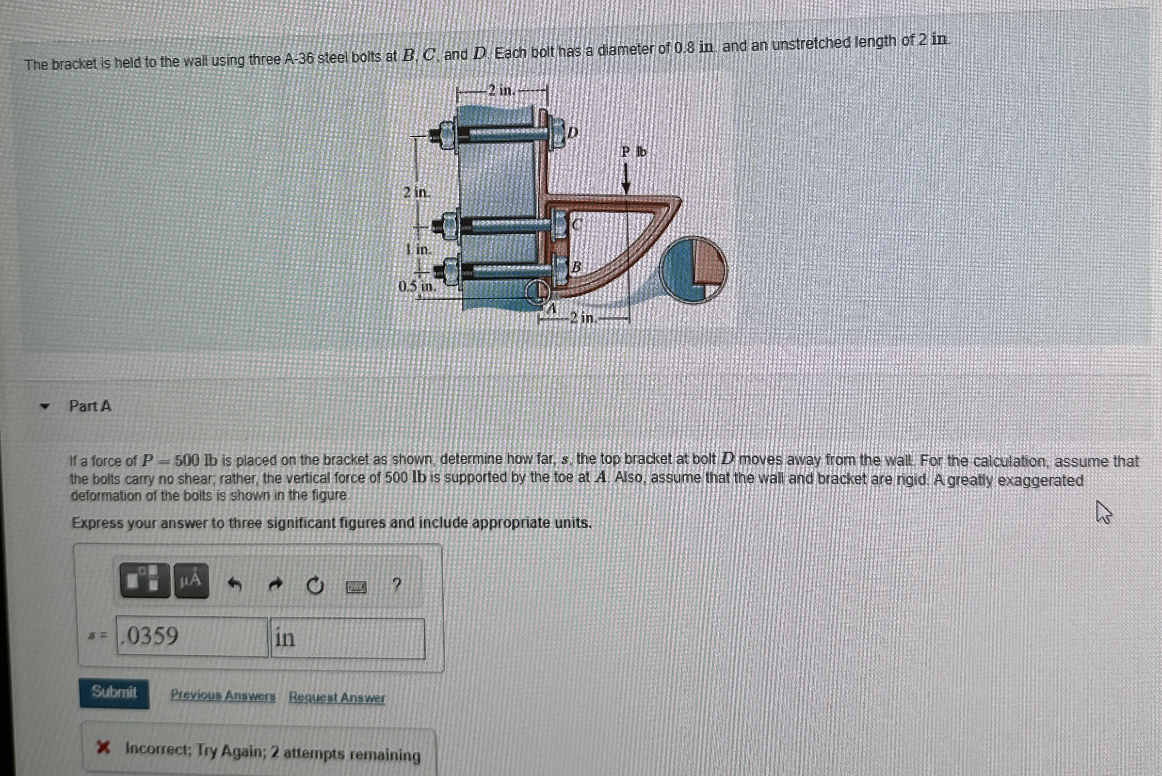 The bracket is held to the wall using three A - 3