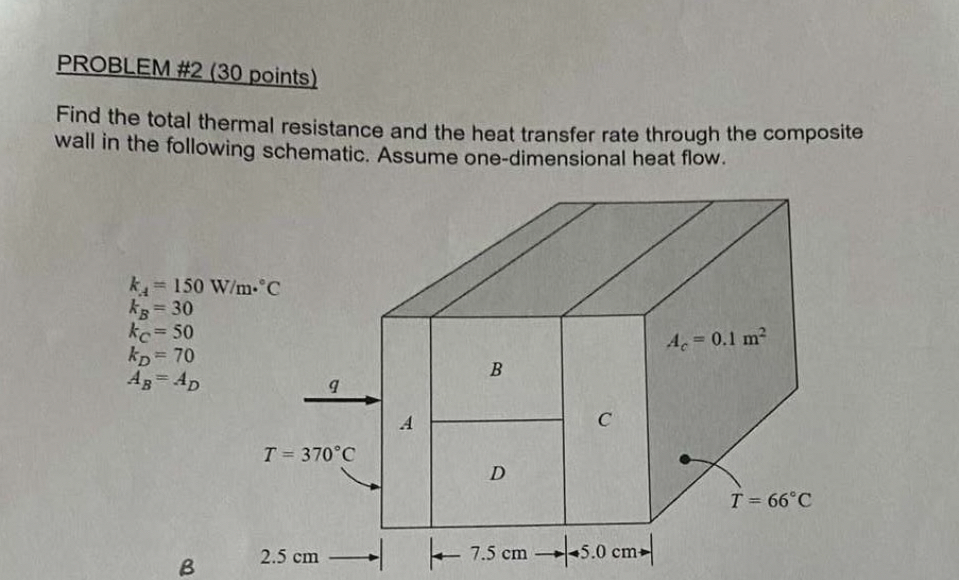 PROBLEM # 2 ( 3 0 points ) Find the total thermal