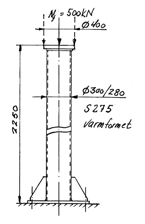 A free - standing column made of pipe 3 0 0 / 2 8