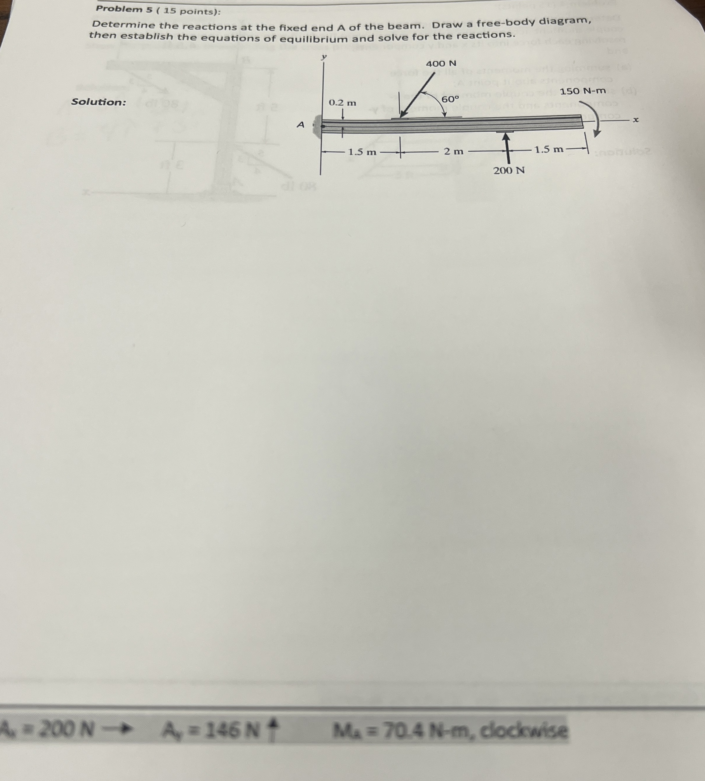Problem 5 ( 1 5 points ) : Determine the