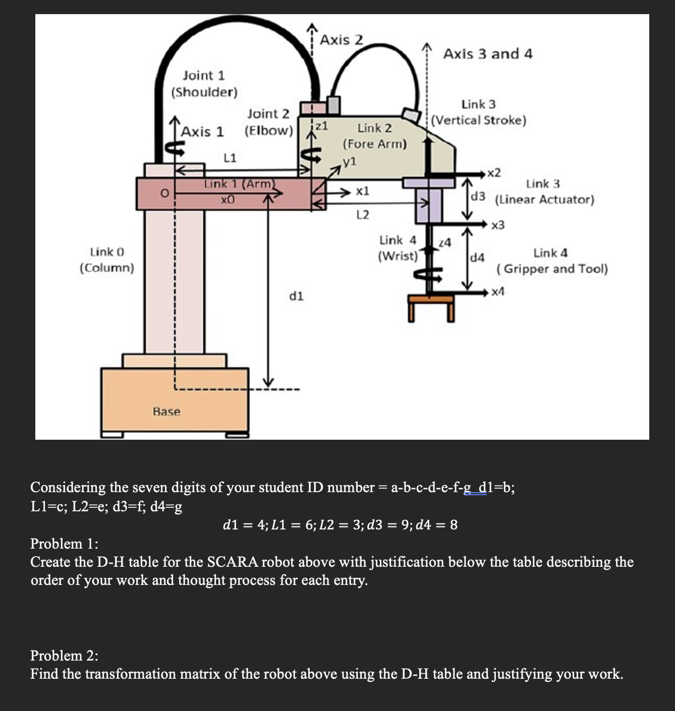 d 1 = 4 ;L 1 = 6 ;L 2 = 3 ;d 3 = 9 ;d 4 = 8