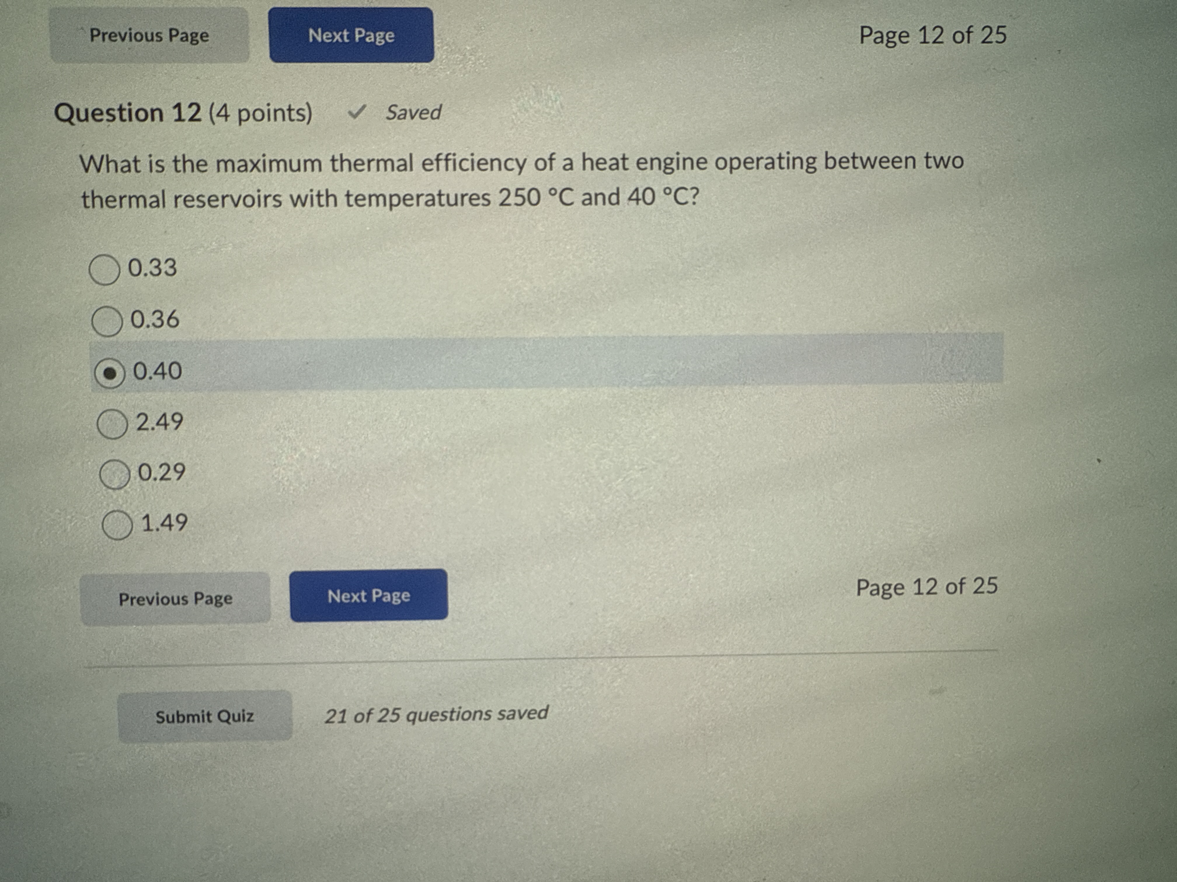 Question 1 2 ( 4 points ) What is the maximum