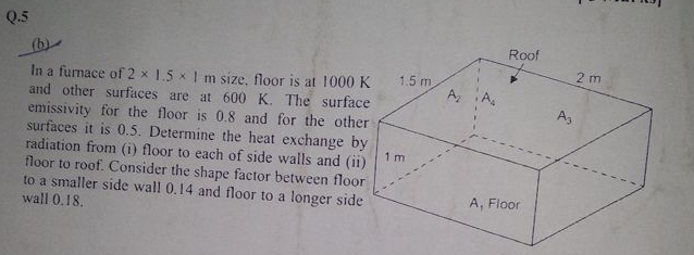 Q . 5 ( b ) In a furnace of 2 1 . 5 1 m size,