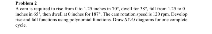 Problem 2 A cam is required to rise from 0 to 1 .