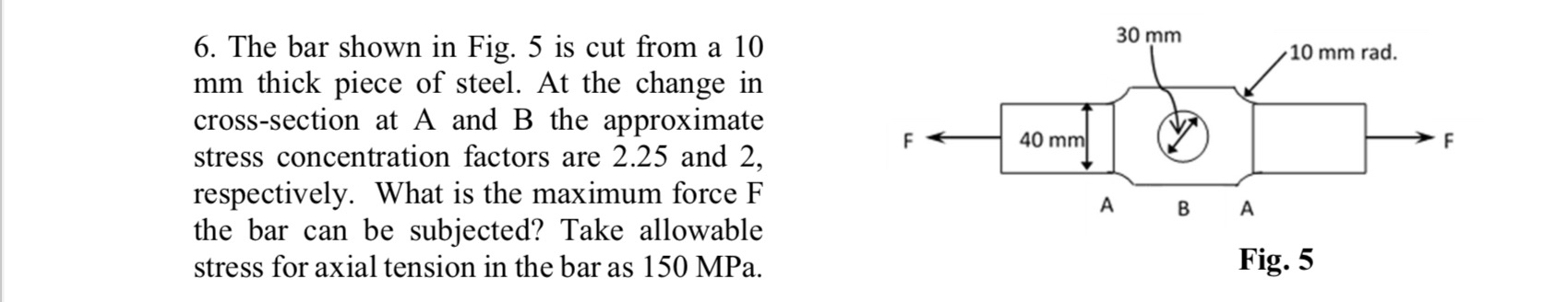 The bar shown in Fig. 5 is cut from a 1 0 mm