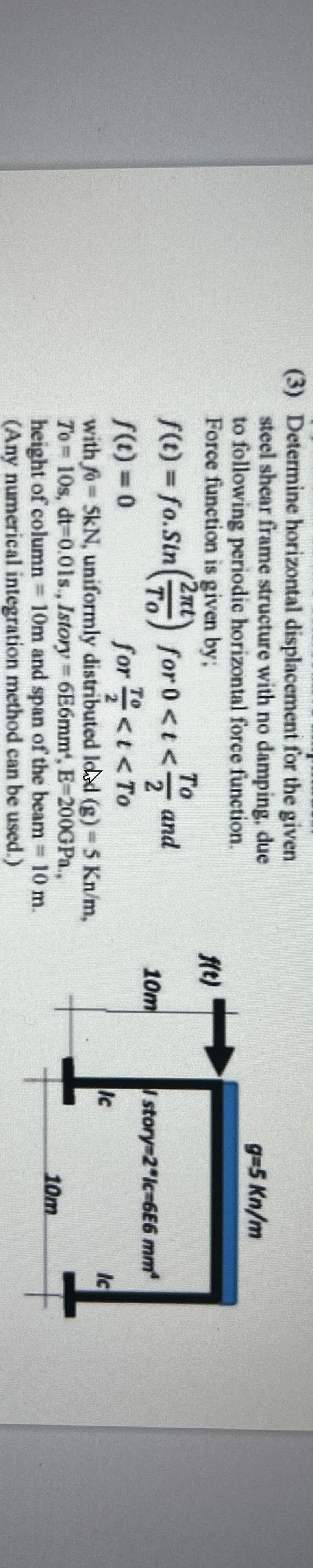 ( 3 ) Determine horizontal displacement for the