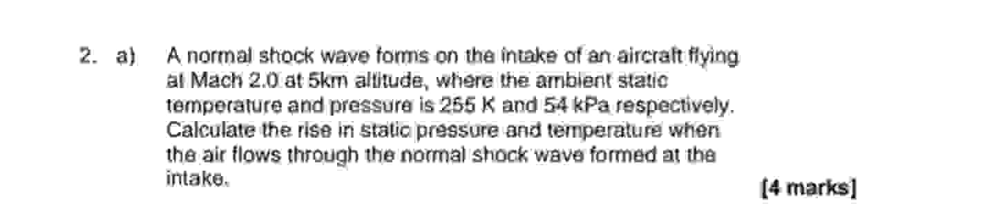 a ) A normal strock wave forms on the intake of
