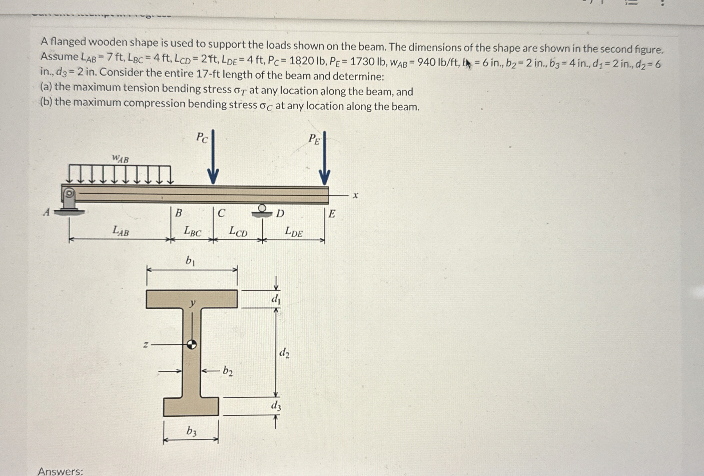 A flanged wooden shape is used to support the