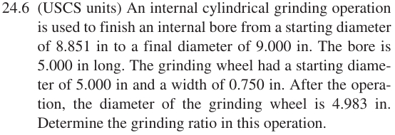 2 4 . 6 ( USCS units ) An internal cylindrical