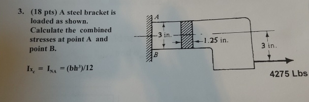 ( 1 8 pts ) A steel bracket is loaded as shown.