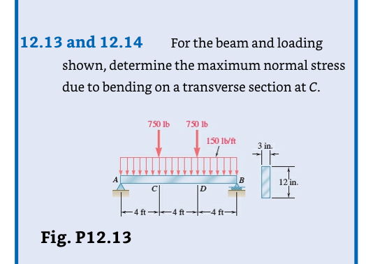 1 2 . 1 3 For the beam and loading shown,