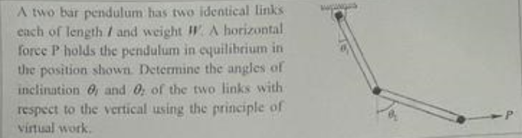 A two bar pendulum has two identical links each