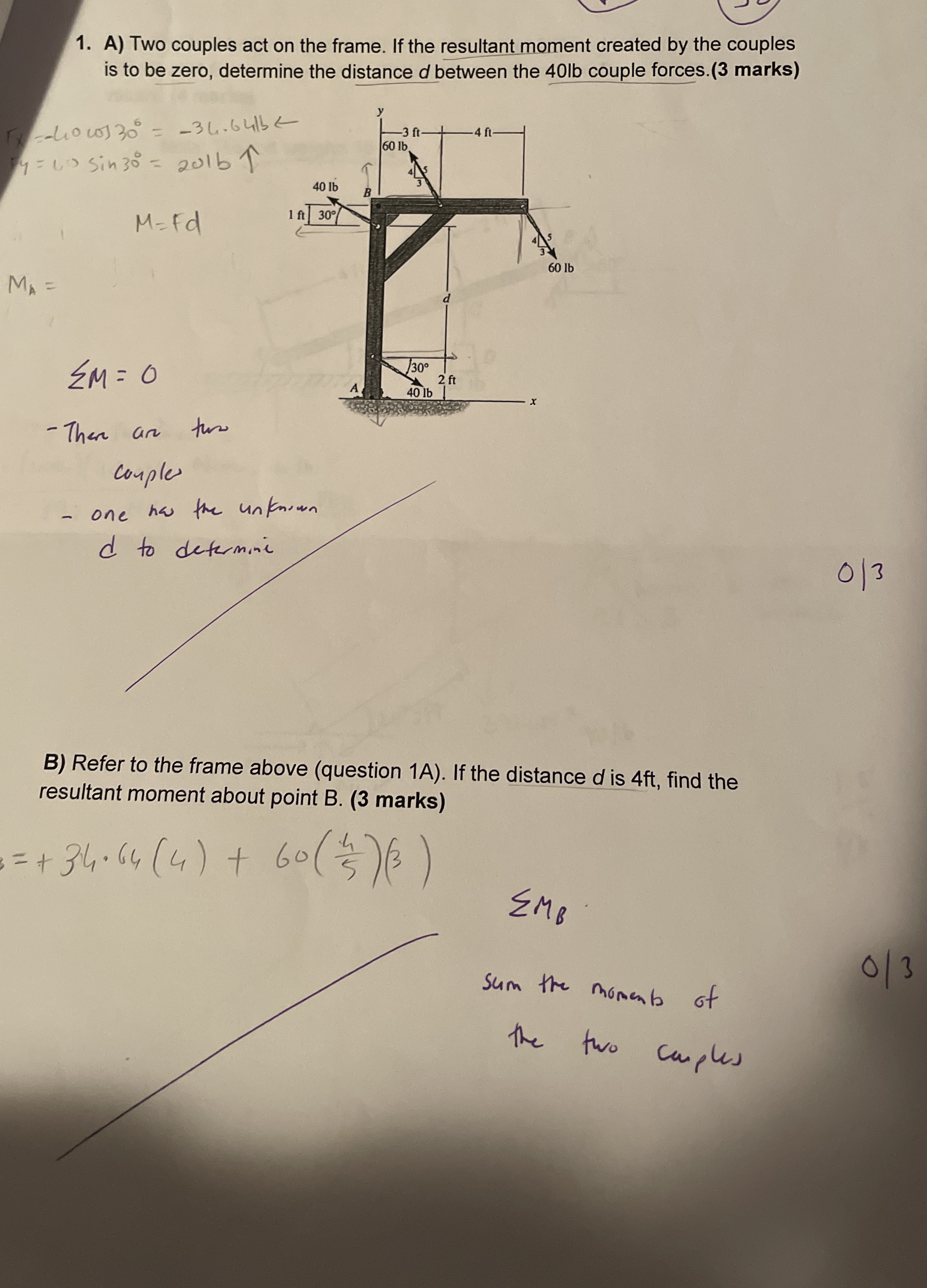 A ) Two couples act on the frame. If the